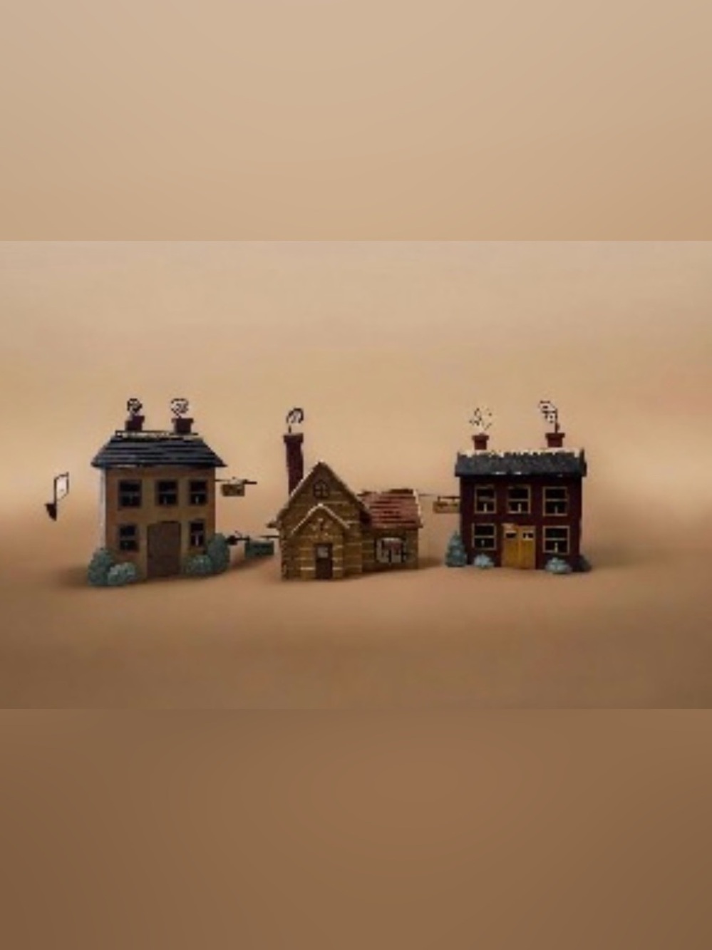 Vtg Primitive Folk Art Village Houses Resin Lot of 3